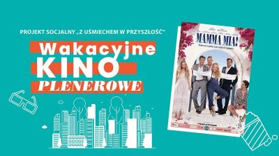 Grafika promująca Wakacyjne Kino Plenerowe
